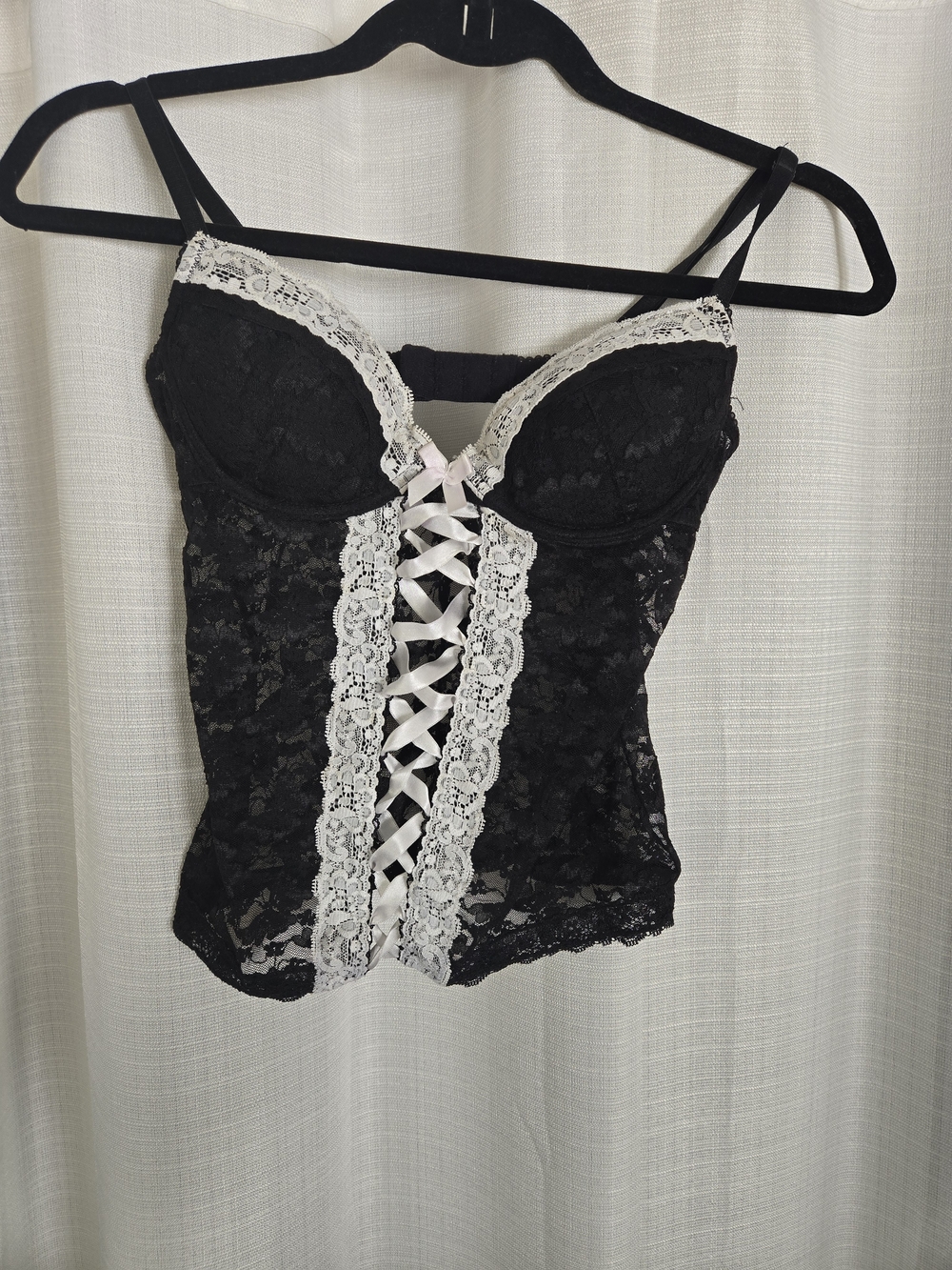 🍓2 For $15🍓 Black Lace Bustier with White Trim